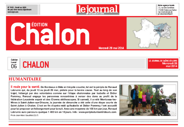 Article dans le Journal de Saône et Loire